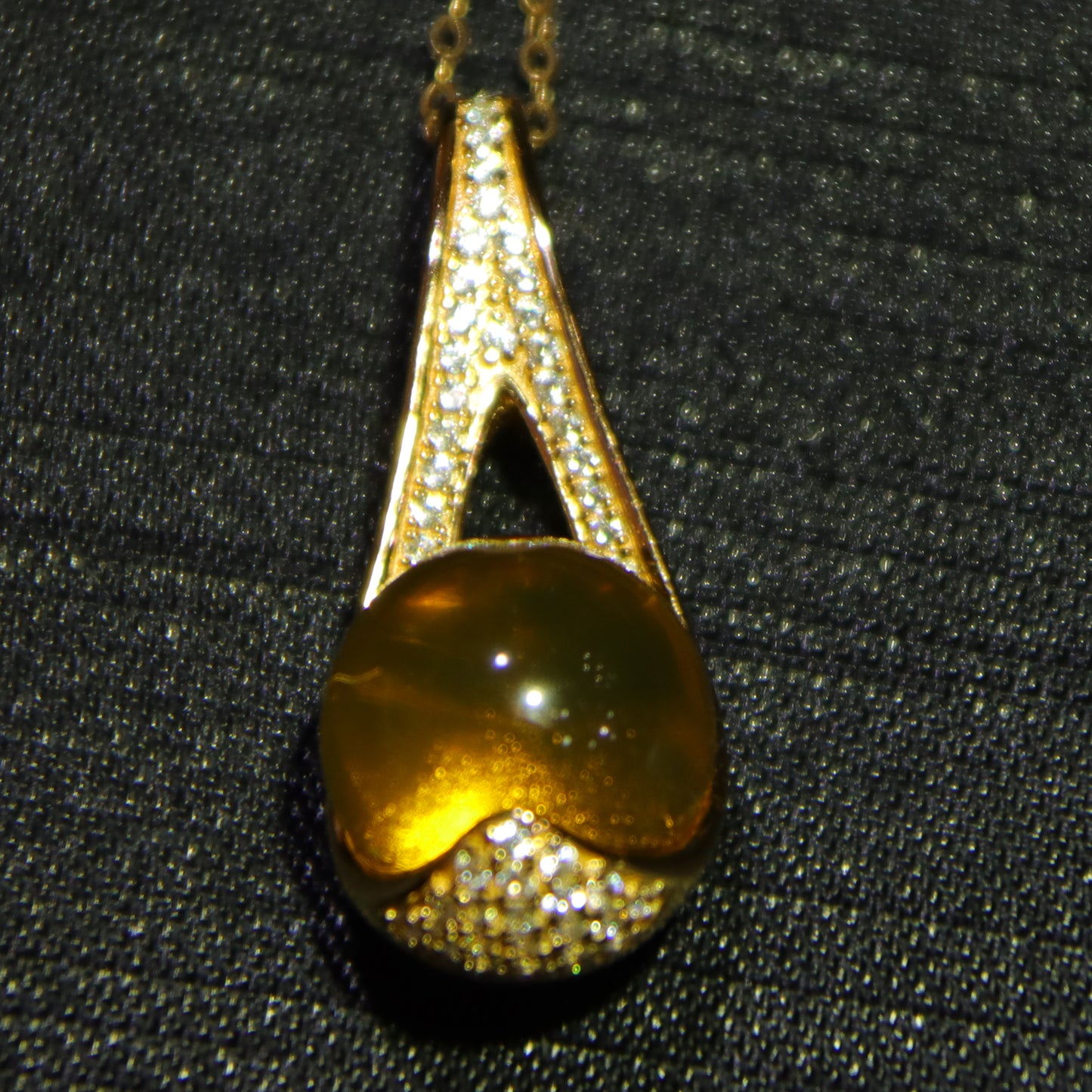 Sterling silver zircon inlaid natural amber Mexican blue amber pendant necklace 11mm round beads