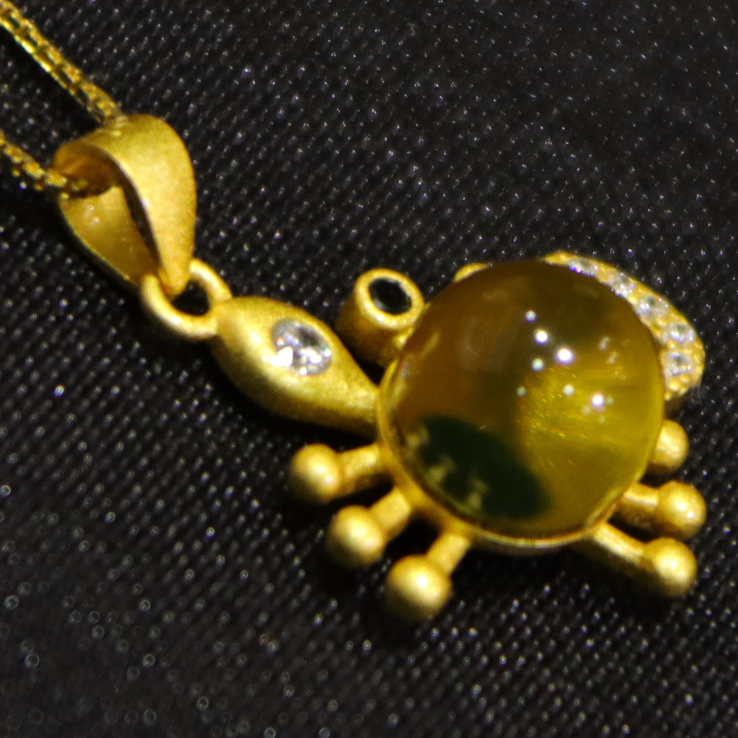 Natural Mexico Blue Amber Crab Necklace - Handmade 7mm Round Bead Jewelry