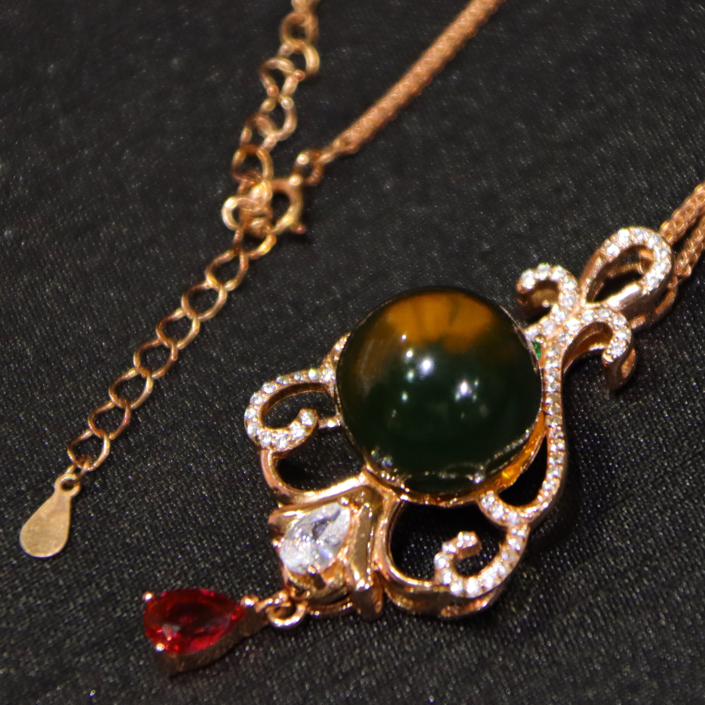 925 Sterling Silver Pendant with Natural Mexico Blue Amber Flower Design, 14mm Round Bead