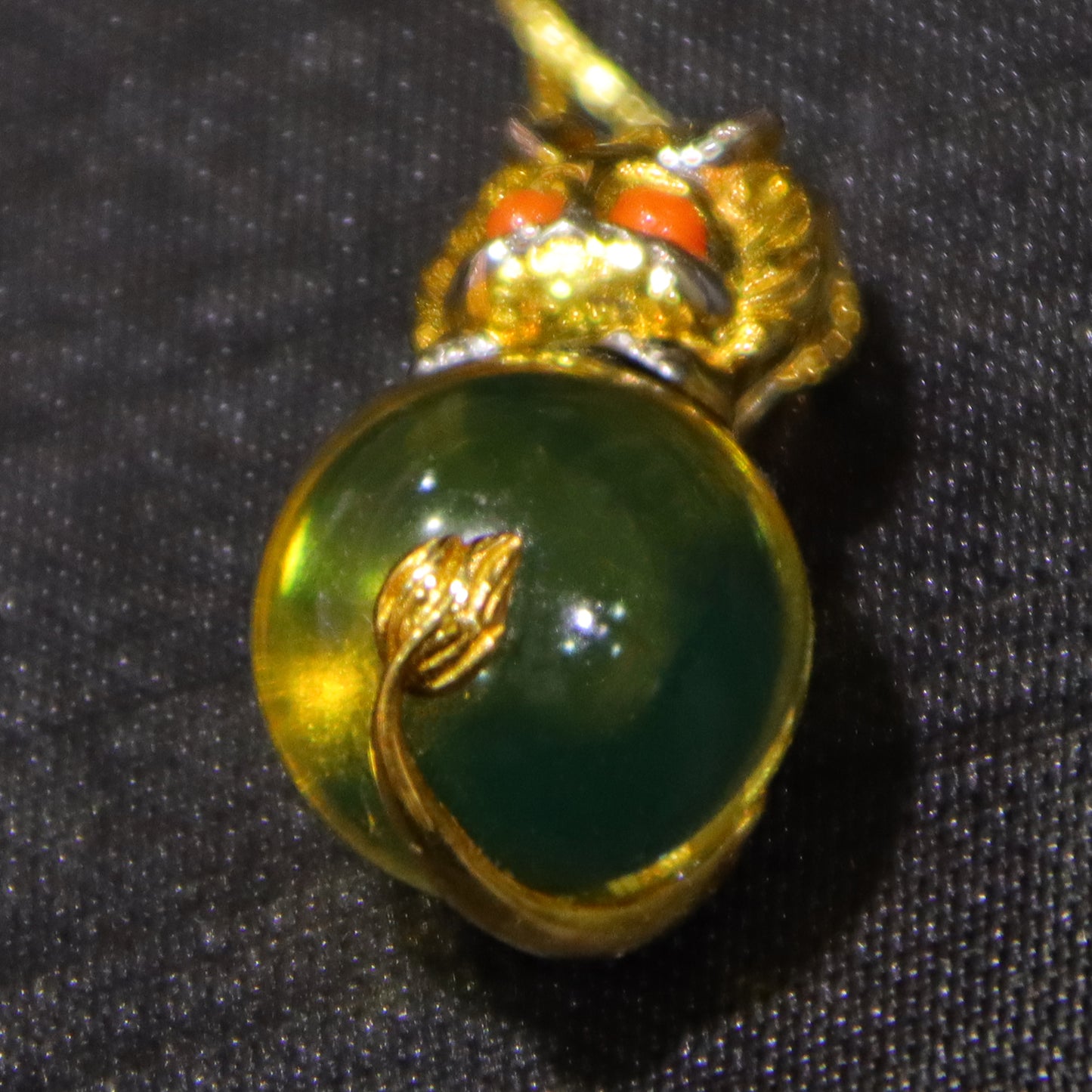 925 Sterling Silver Owl Clasp Pendant with Natural Mexico Blue Amber, 12mm Bead