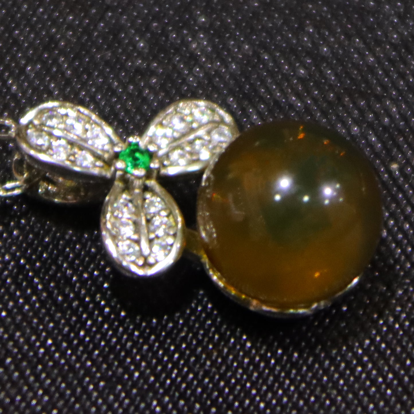 Natural Mexico Blue Amber Pendant with 925 Sterling Silver Clover Clasp – 9mm Bead Handmade Jewelry