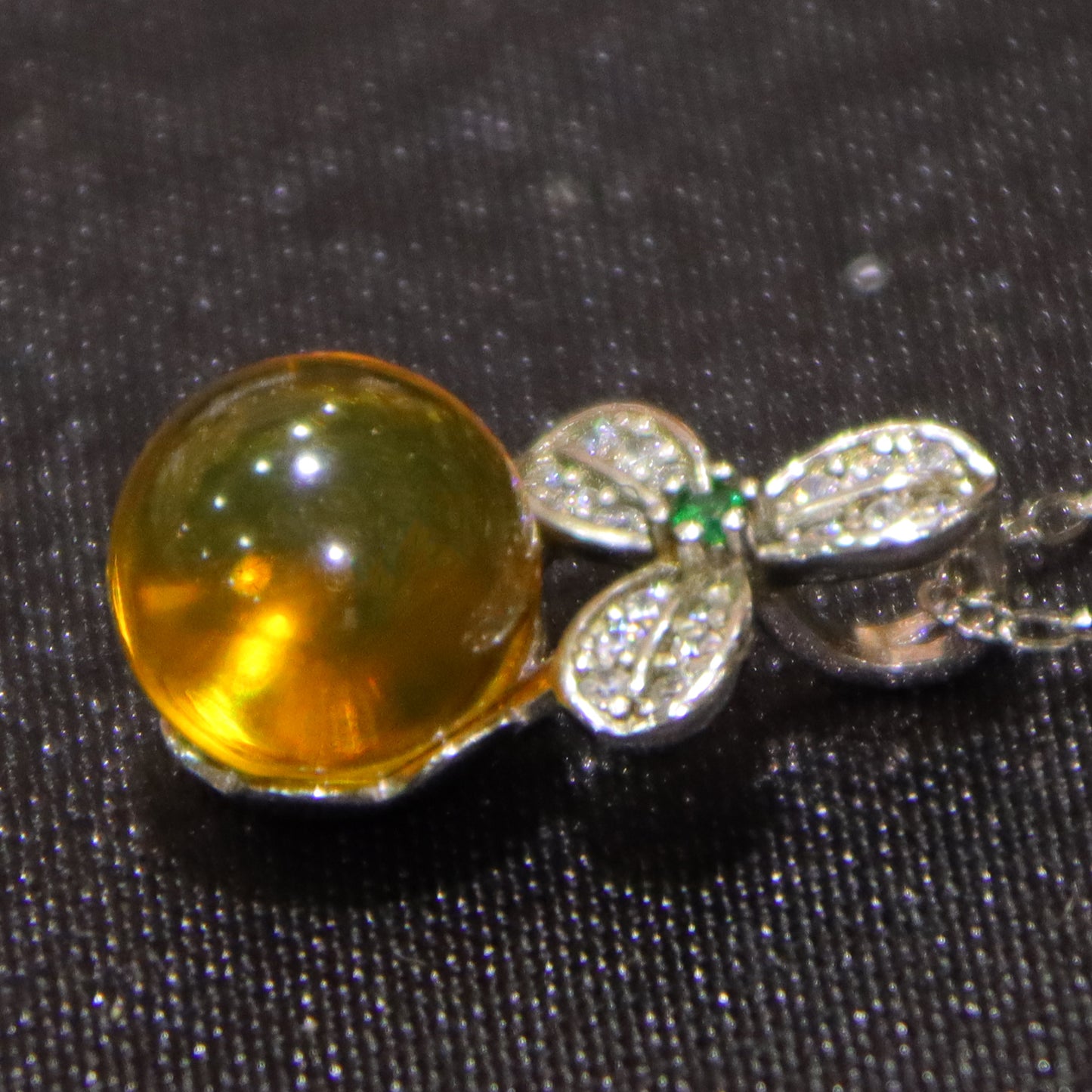 Natural Mexico Blue Amber Pendant with 925 Sterling Silver Clover Clasp – 9mm Bead Handmade Jewelry