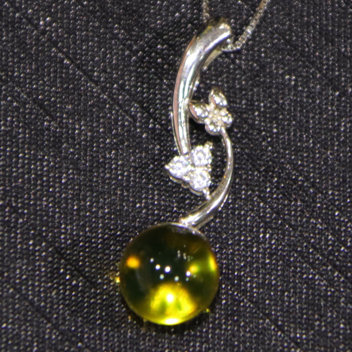 925 Sterling Silver Pendant with Natural Mexico Blue Amber - Minimalist Jewelry Design