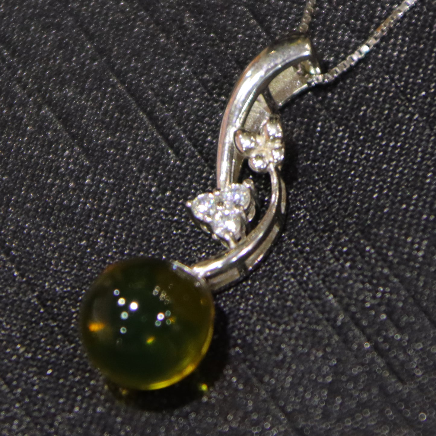 925 Sterling Silver Pendant with Natural Mexico Blue Amber - Minimalist Jewelry Design
