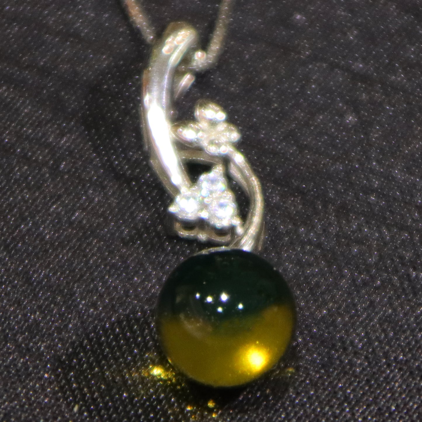 925 Sterling Silver Pendant with Natural Mexico Blue Amber - Minimalist Jewelry Design