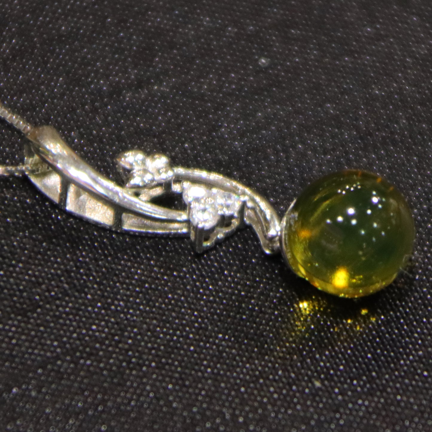 925 Sterling Silver Pendant with Natural Mexico Blue Amber - Minimalist Jewelry Design