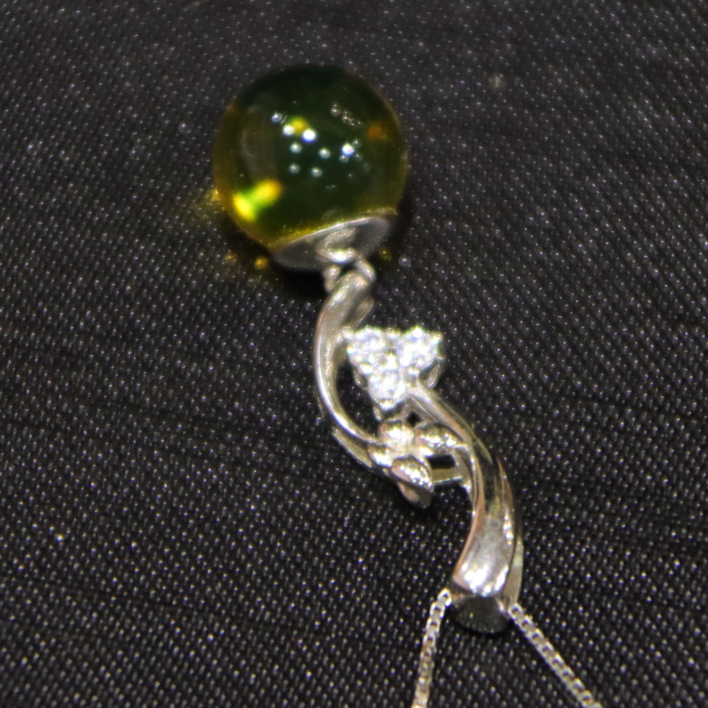 925 Sterling Silver Pendant with Natural Mexico Blue Amber - Minimalist Jewelry Design