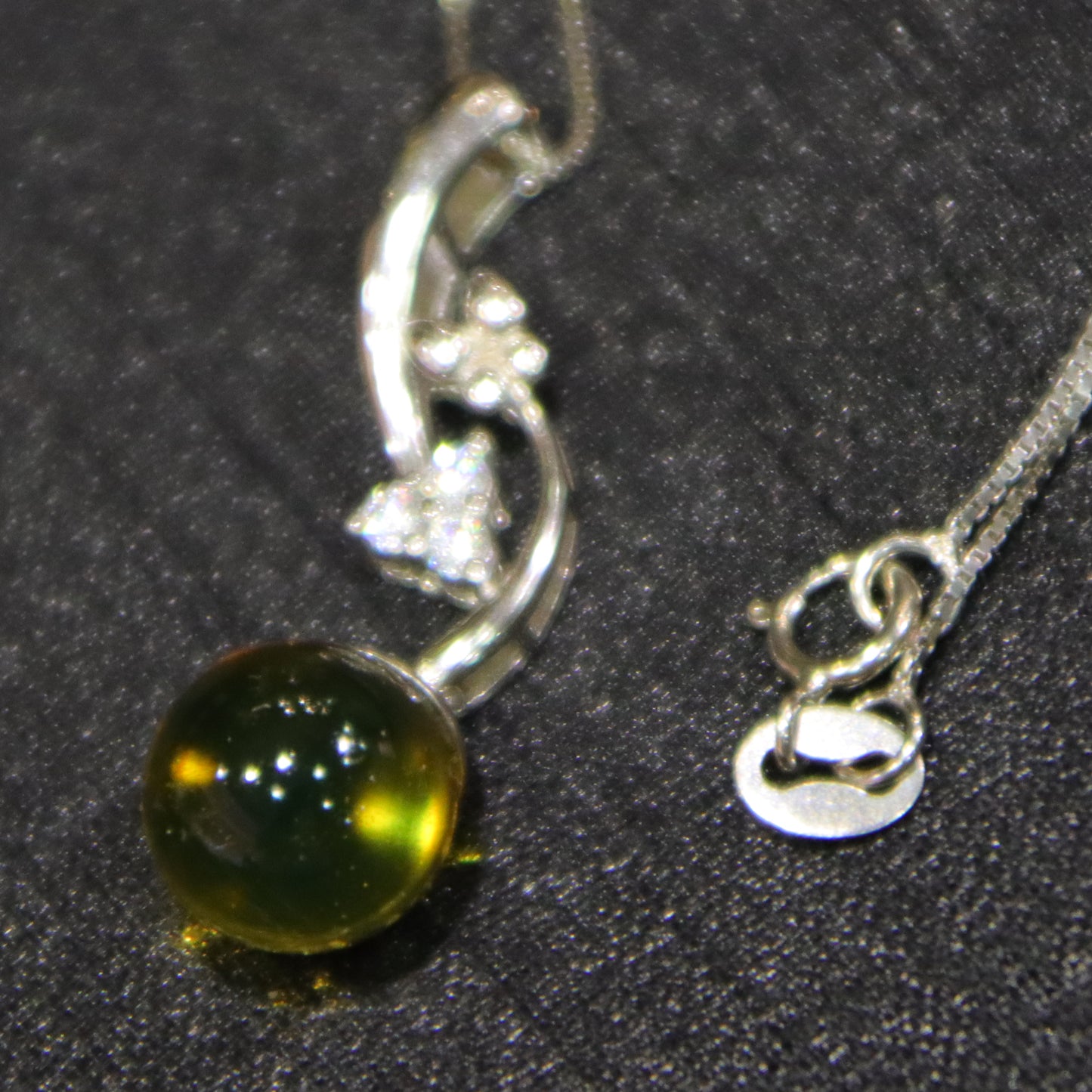 925 Sterling Silver Pendant with Natural Mexico Blue Amber - Minimalist Jewelry Design