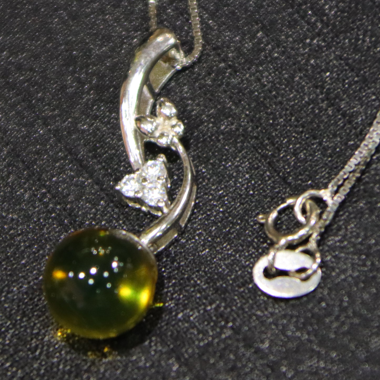 925 Sterling Silver Pendant with Natural Mexico Blue Amber - Minimalist Jewelry Design
