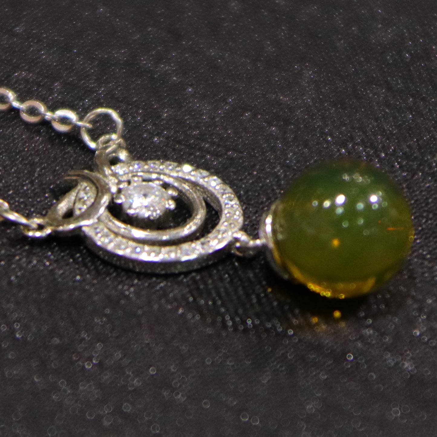 925 Sterling Silver Pendant with Natural Mexico Blue Amber Gemstone, Geometric Clasp