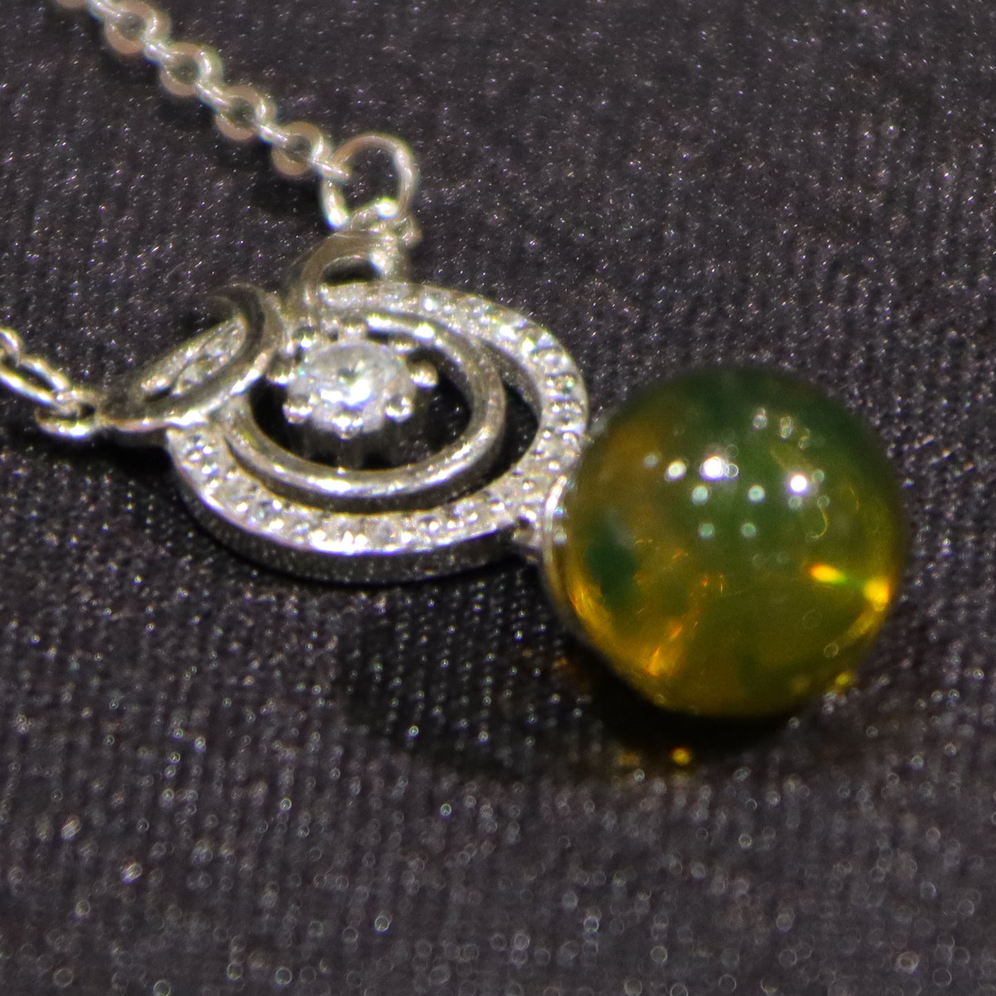 925 Sterling Silver Pendant with Natural Mexico Blue Amber Gemstone, Geometric Clasp