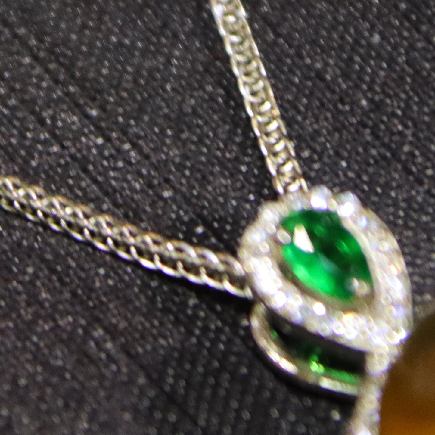 925 Sterling Silver Natural Mexico Blue Amber Pendant with Floral Green Gemstone Halo