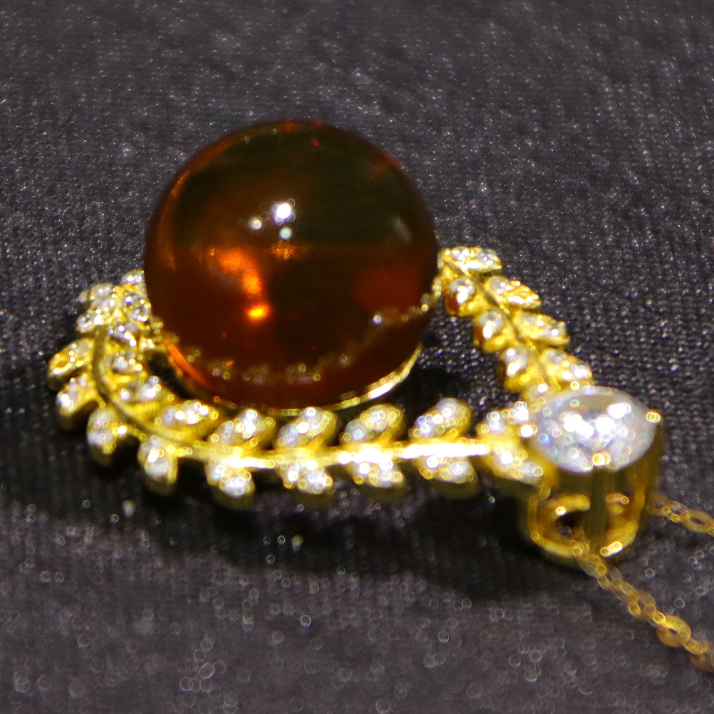 925 Sterling Silver Natural Mexico Blue Amber Ivy Pendant with 10mm Round Bead