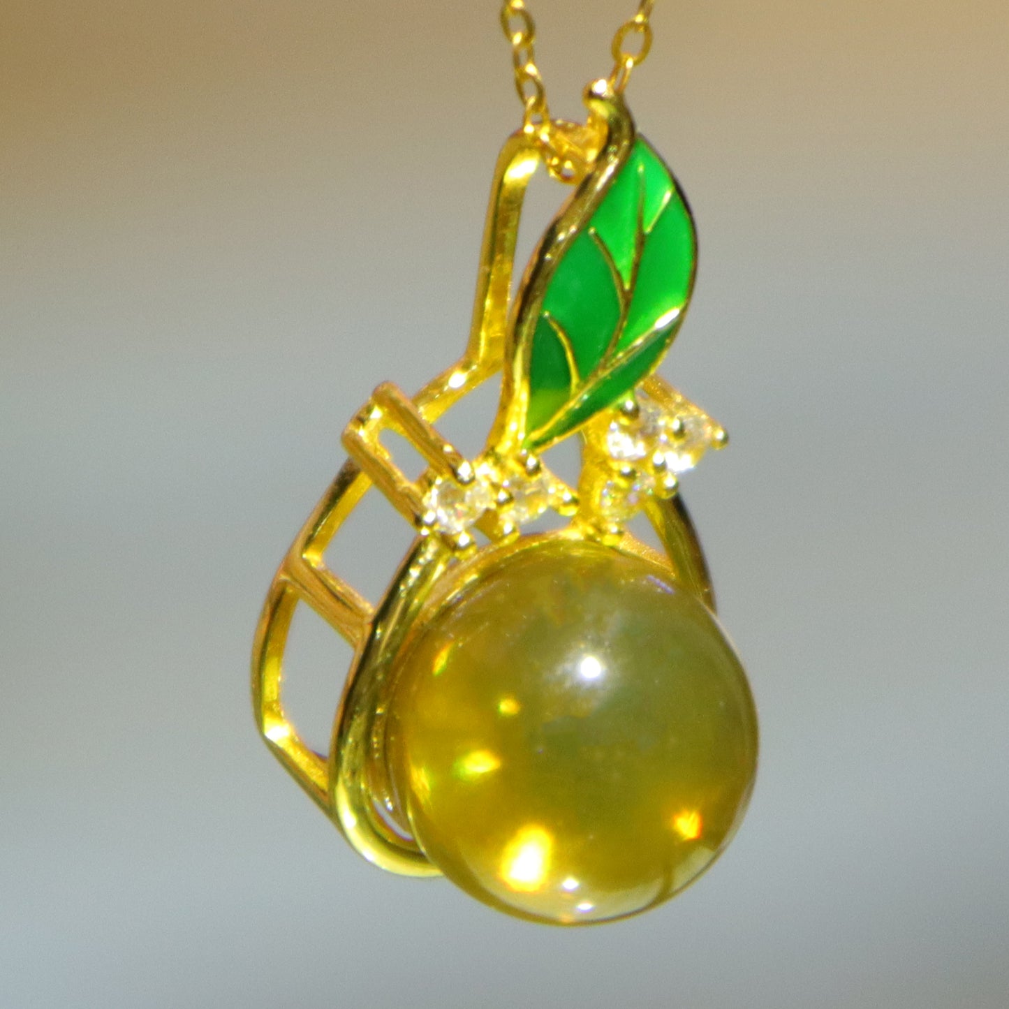 925 Sterling Silver Natural Mexican Blue Amber Leaf Pendant Necklace - Handcrafted Tree of Life Jewelry