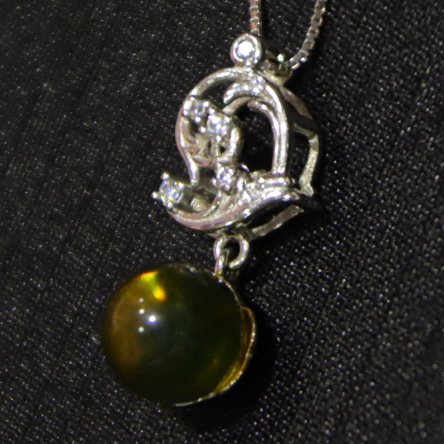 925 Sterling Silver Natural Mexican Blue Amber Heart Shape Necklace Set of Three