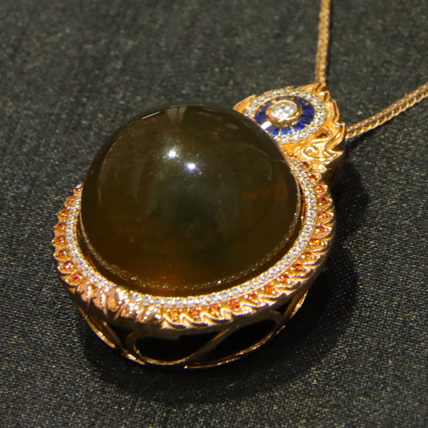 925 silver fashion blue amber diameter 23mm 0.017kg ladies necklace pendant