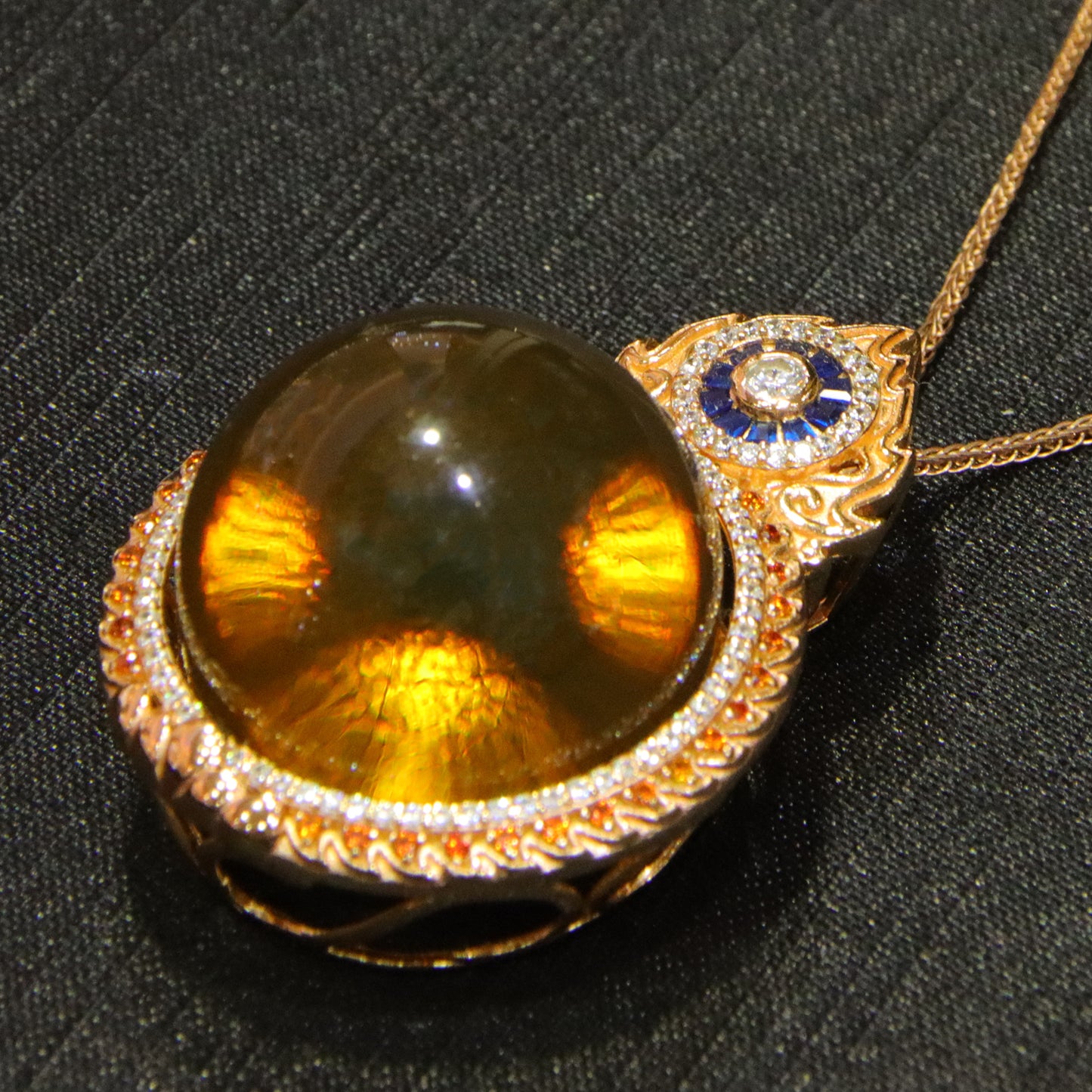 925 silver fashion blue amber diameter 23mm 0.017kg ladies necklace pendant