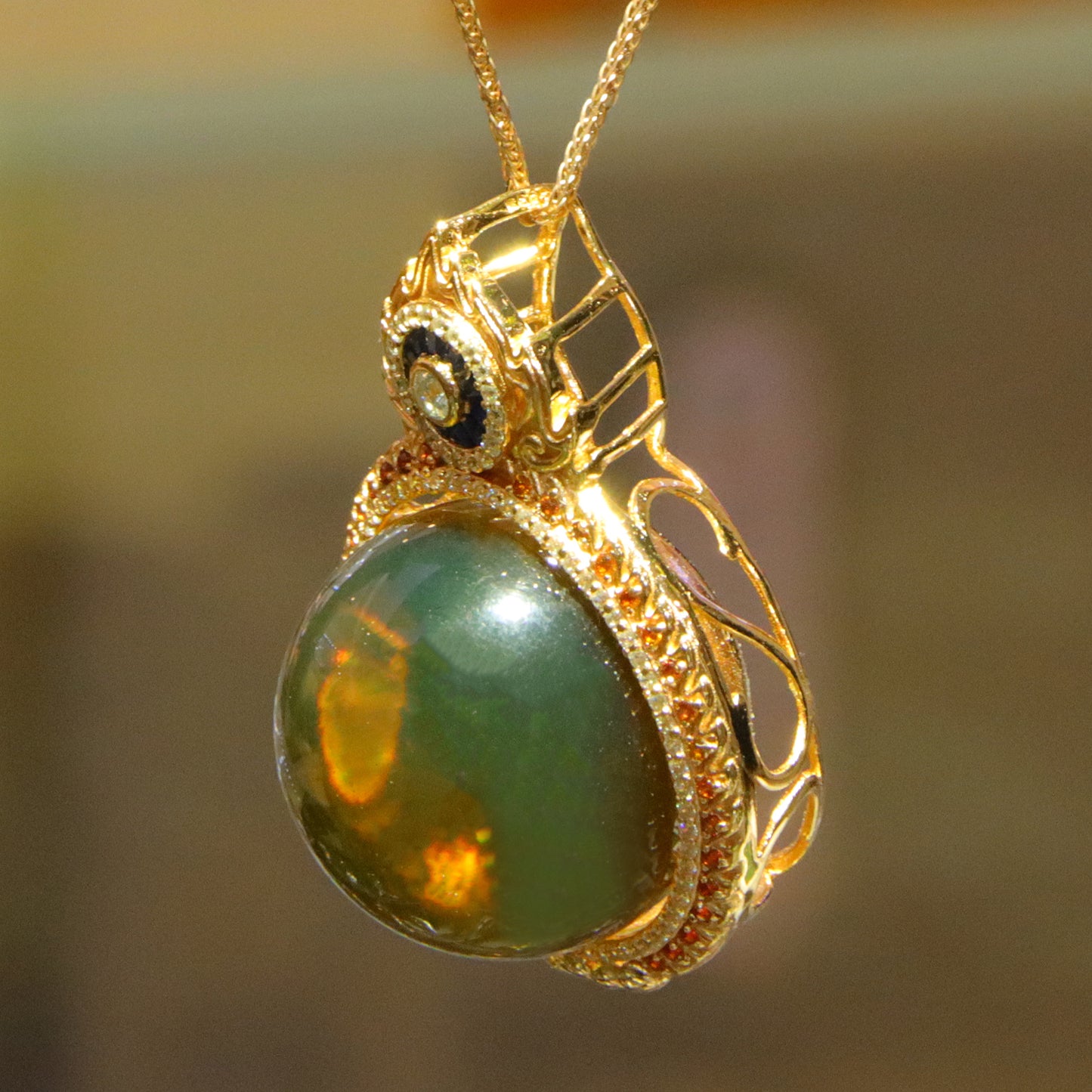 925 silver fashion blue amber diameter 23mm 0.017kg ladies necklace pendant