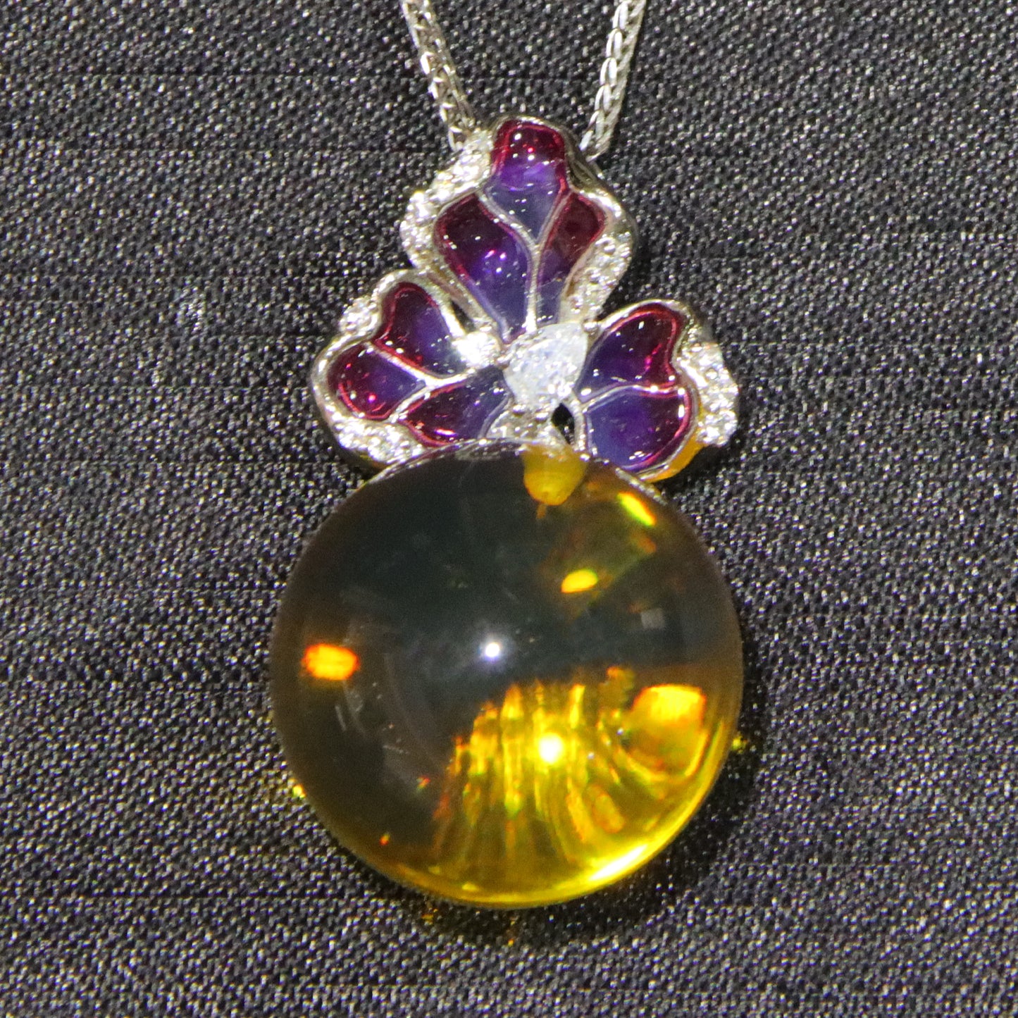 925 silver fashion blue amber diameter 19mm 0.007kg ladies necklace pendant