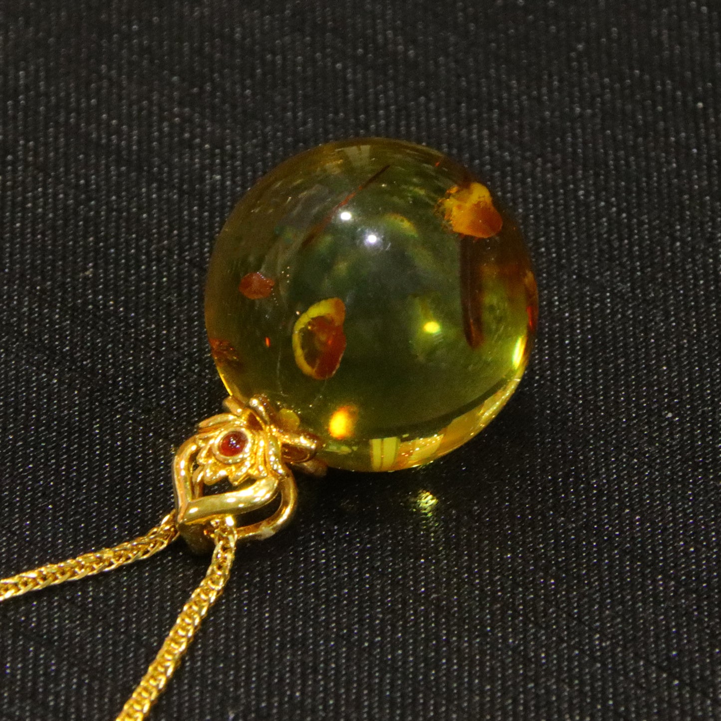 925 silver fashion blue amber diameter 17mm 0.005kg ladies necklace pendant