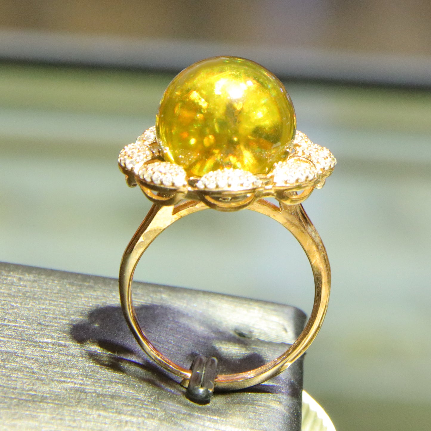 925 silver fashion blue amber diameter 13.6mm 0.005kg women's ring