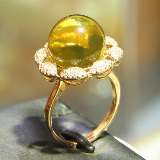 925 silver fashion blue amber diameter 13.6mm 0.005kg women's ring