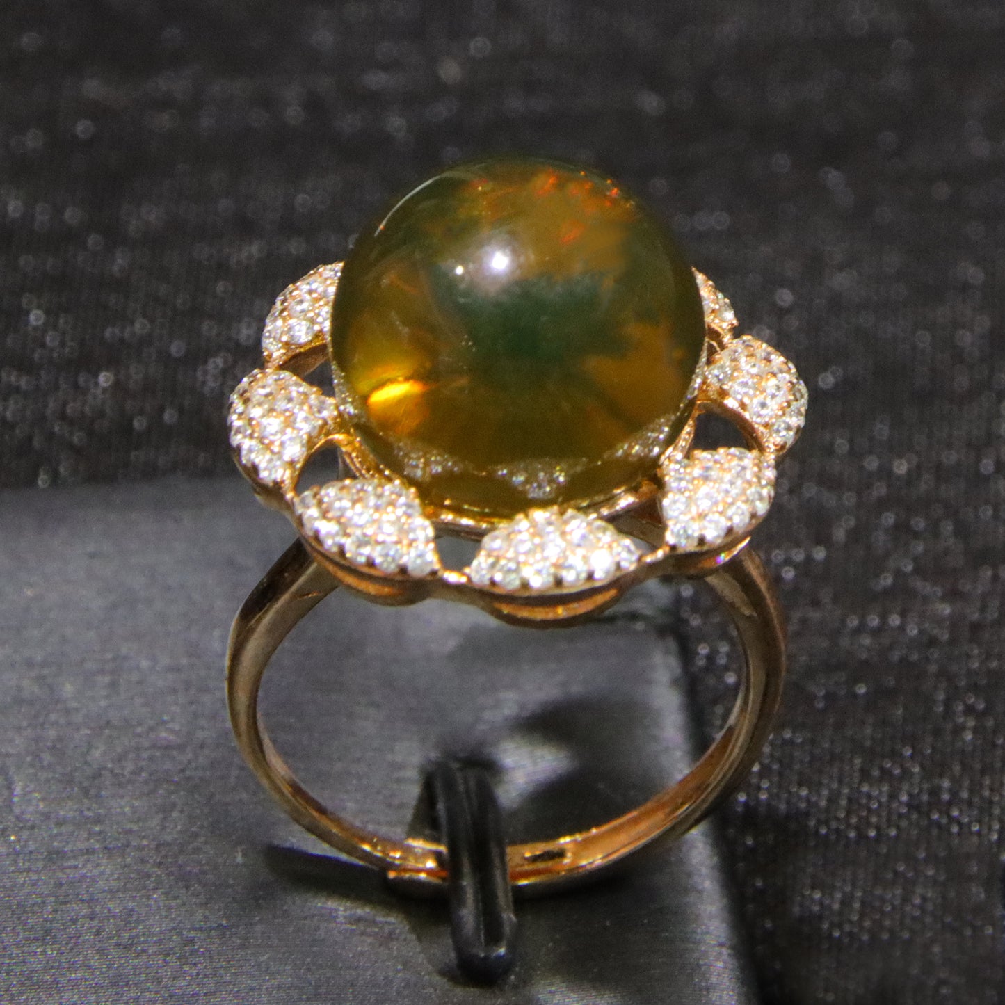 925 silver fashion blue amber diameter 13.6mm 0.005kg women's ring