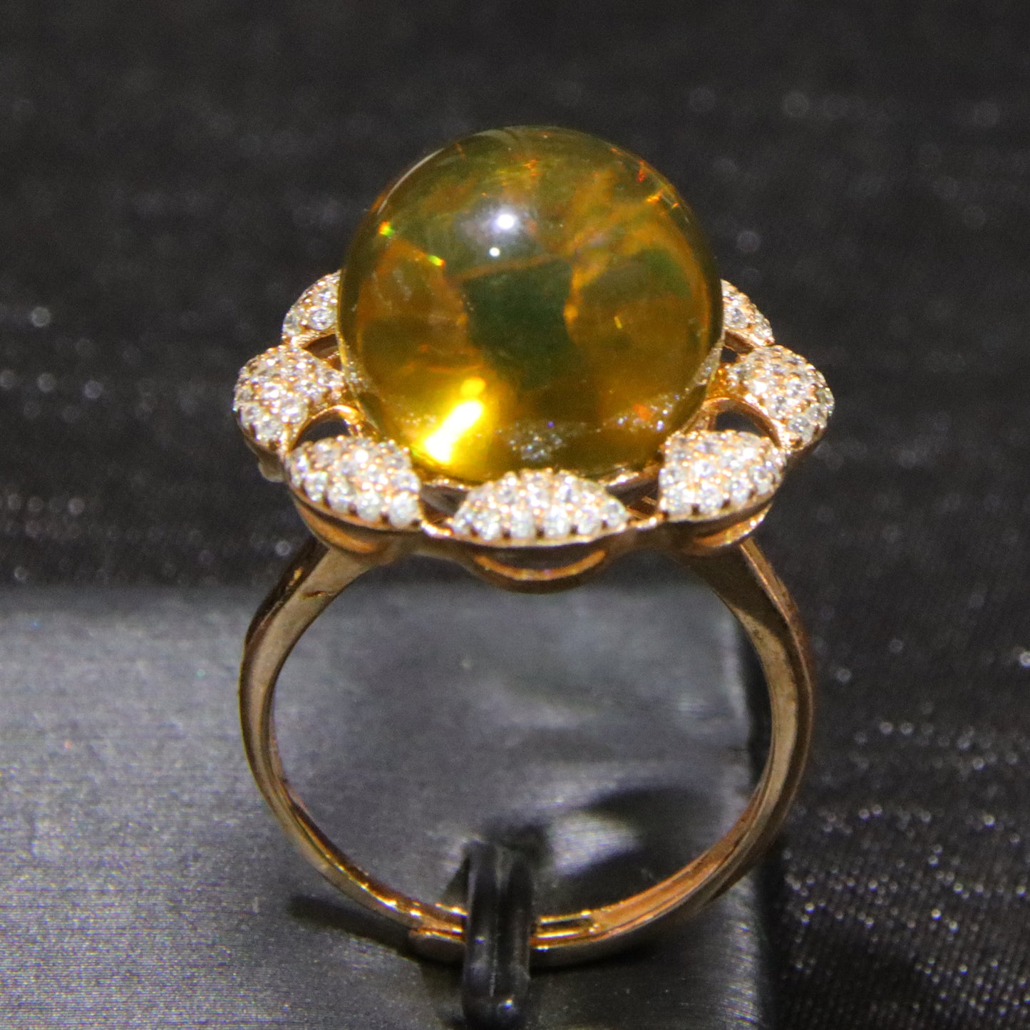 925 silver fashion blue amber diameter 13.6mm 0.005kg women's ring