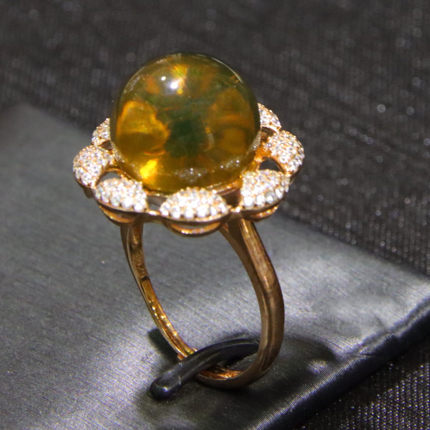 925 silver fashion blue amber diameter 13.6mm 0.005kg women's ring