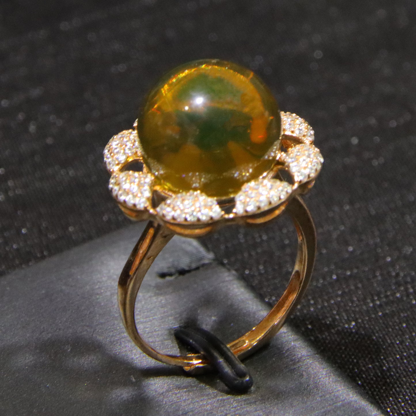 925 silver fashion blue amber diameter 13.6mm 0.005kg women's ring