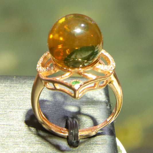 925 silver fashion blue amber diameter 12mm 0.004kg women's ring