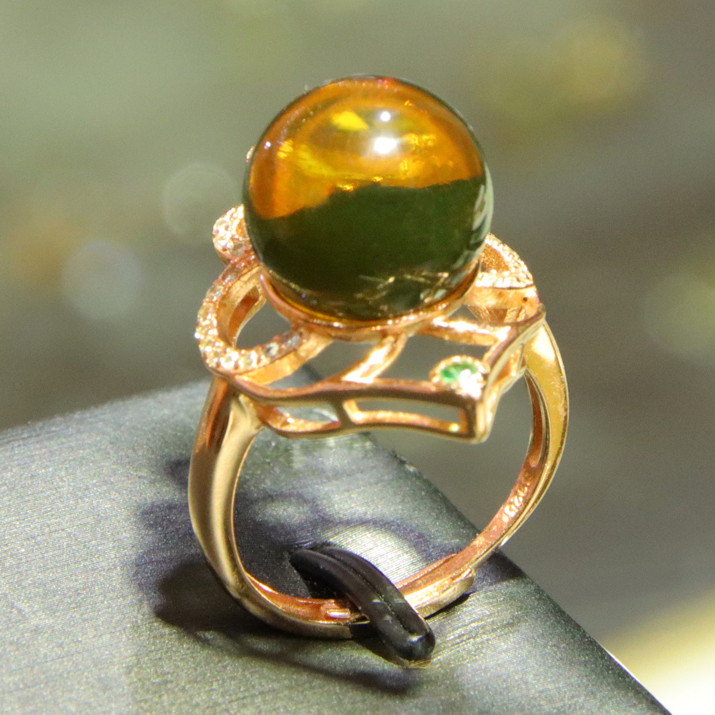 925 silver fashion blue amber diameter 12mm 0.004kg women's ring