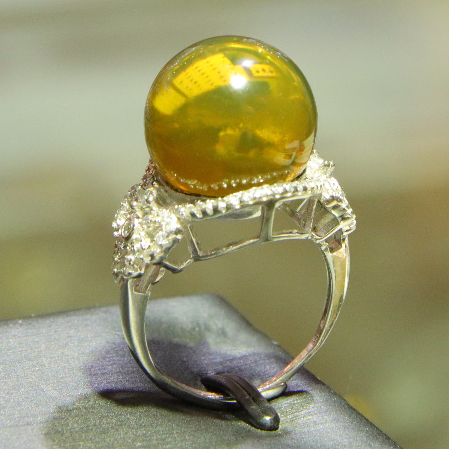 925 silver fashion blue amber diameter 15mm 0.006kg women's ring