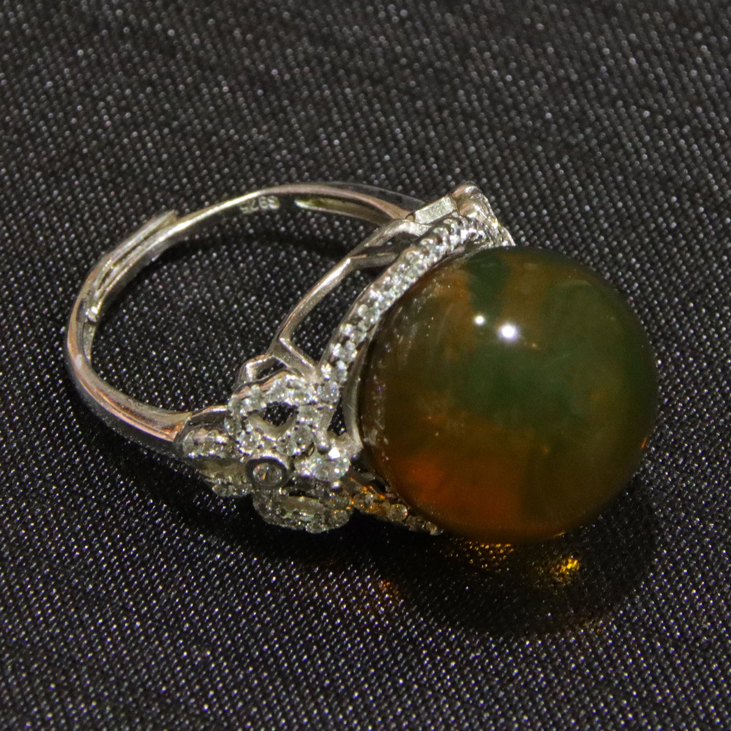 925 silver fashion blue amber diameter 15mm 0.006kg women's ring