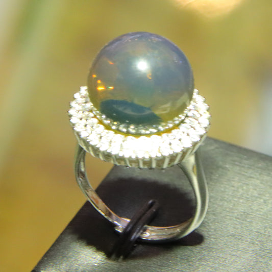 925 silver fashion blue amber diameter 14.8mm 0.006kg women's ring