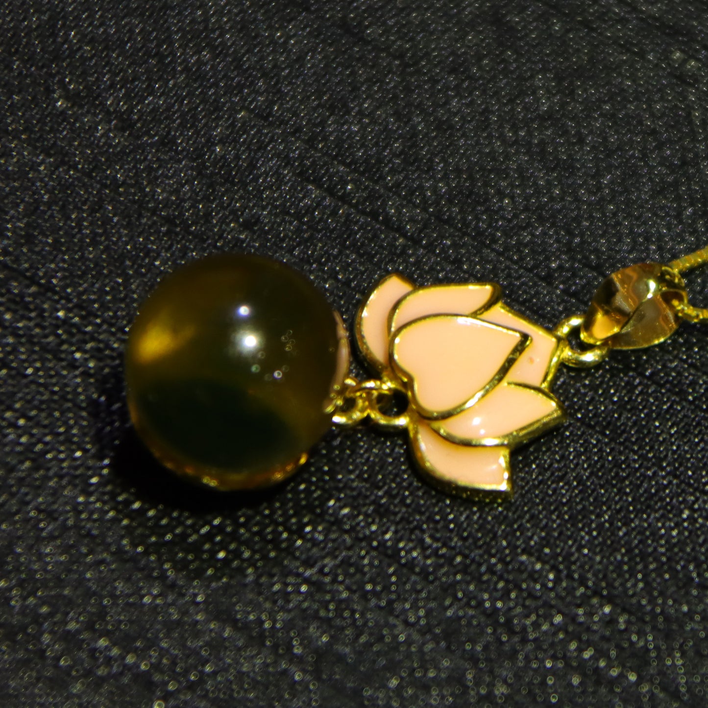 Handcrafted 925 Sterling Silver Mexico Blue Amber Pendant with Lotus Clasp – 10mm Round Bead