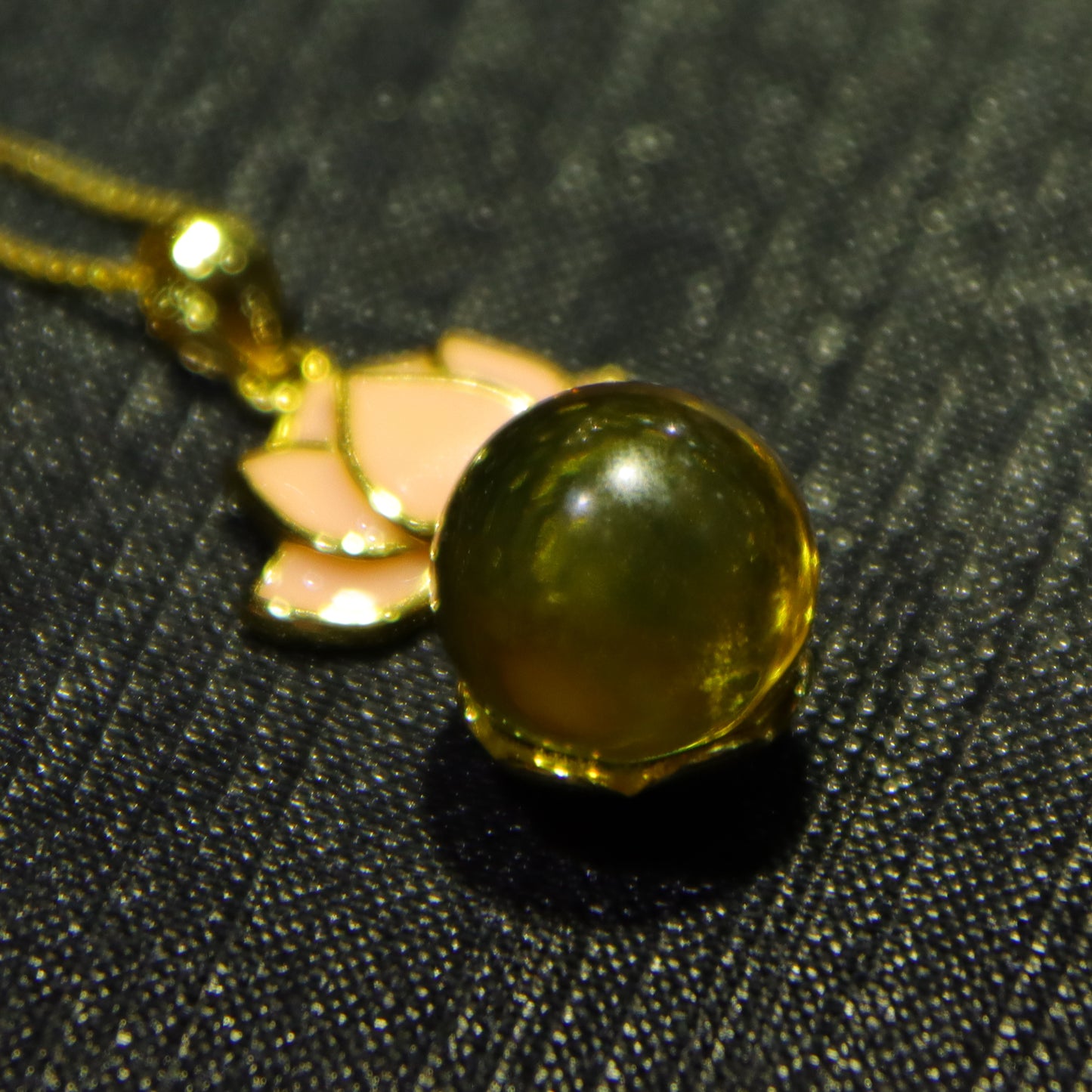 Handcrafted 925 Sterling Silver Mexico Blue Amber Pendant with Lotus Clasp – 10mm Round Bead