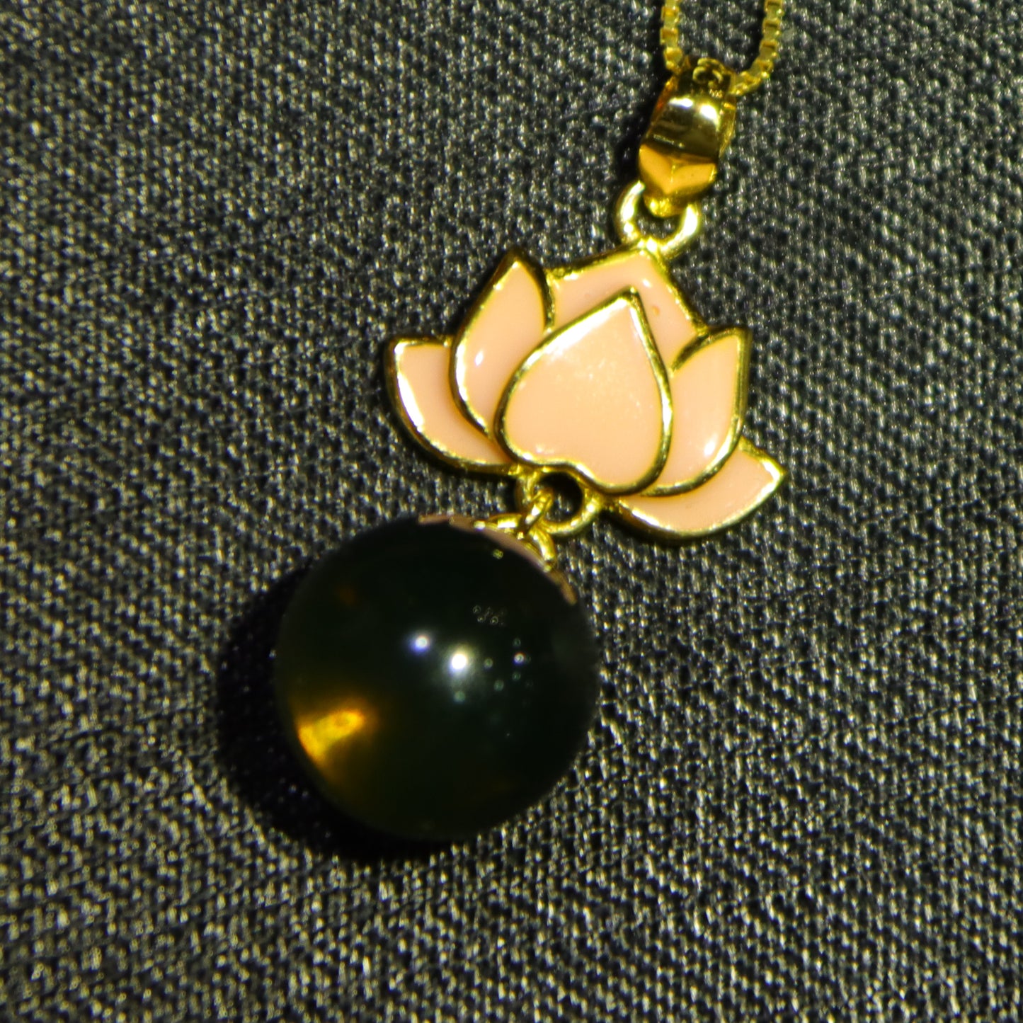 Handcrafted 925 Sterling Silver Mexico Blue Amber Pendant with Lotus Clasp – 10mm Round Bead