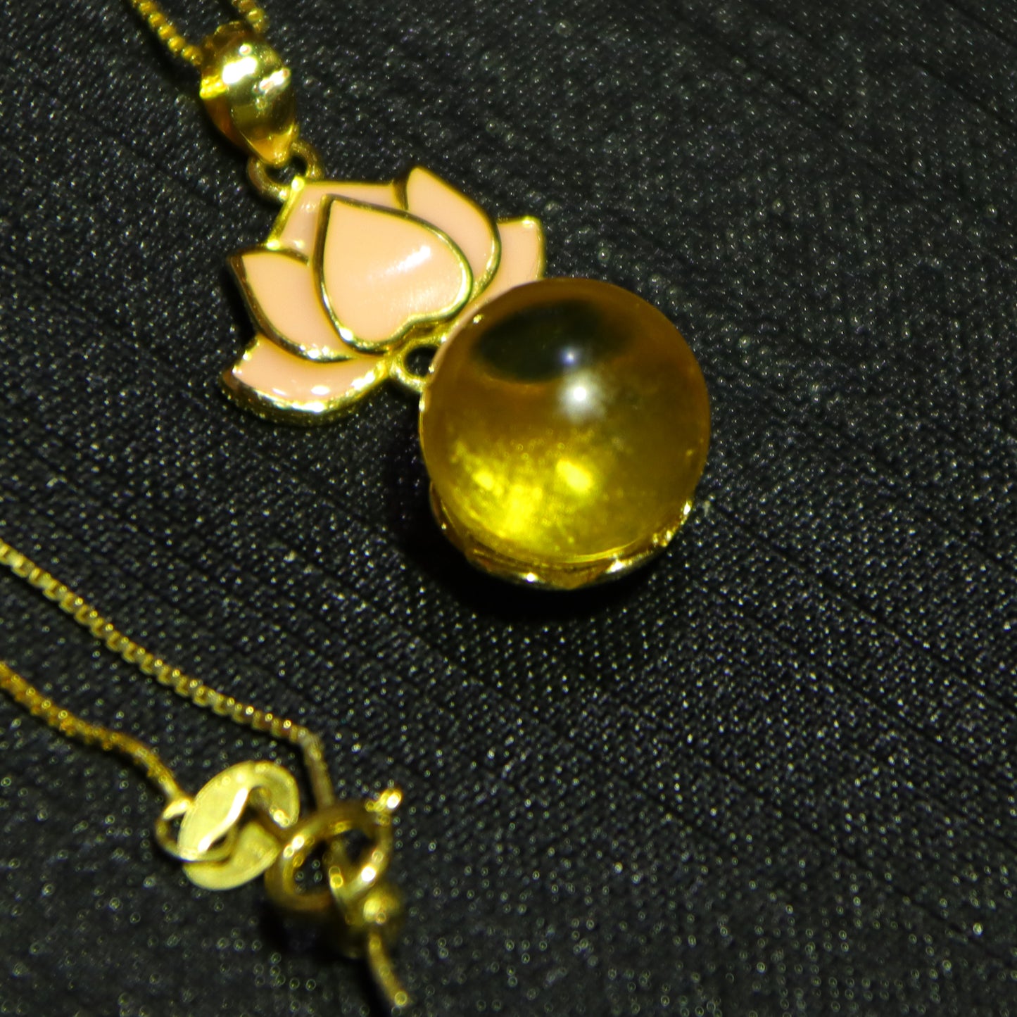 Handcrafted 925 Sterling Silver Mexico Blue Amber Pendant with Lotus Clasp – 10mm Round Bead