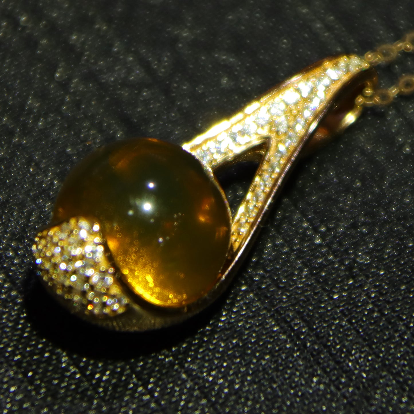 Sterling silver zircon inlaid natural amber Mexican blue amber pendant necklace 11mm round beads
