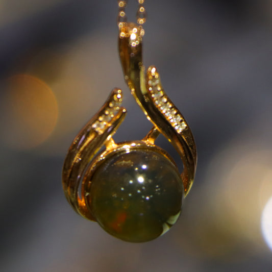 Natural Mexican Blue Amber Teardrop Gemstone necklace 10mm Round Bead