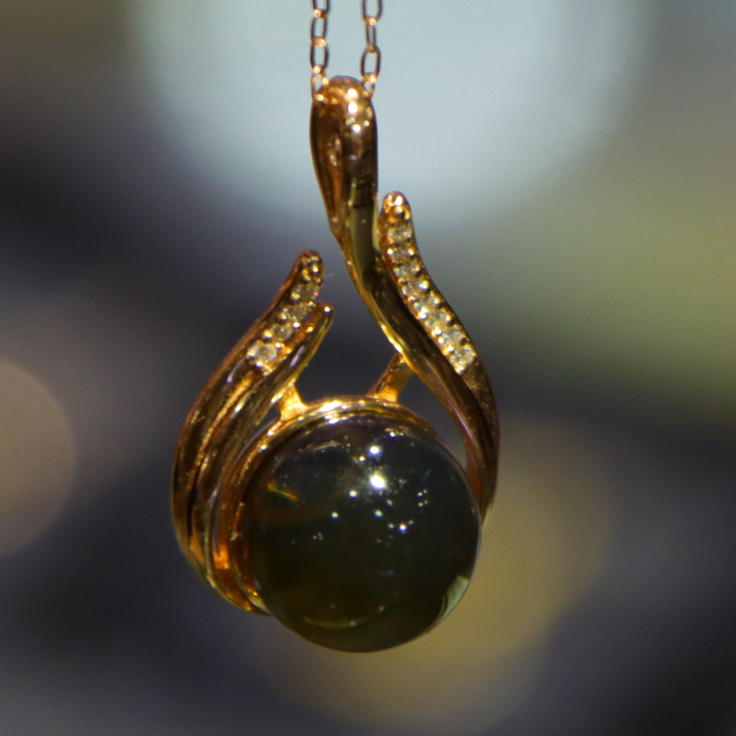 Natural Mexican Blue Amber Teardrop Gemstone necklace 10mm Round Bead