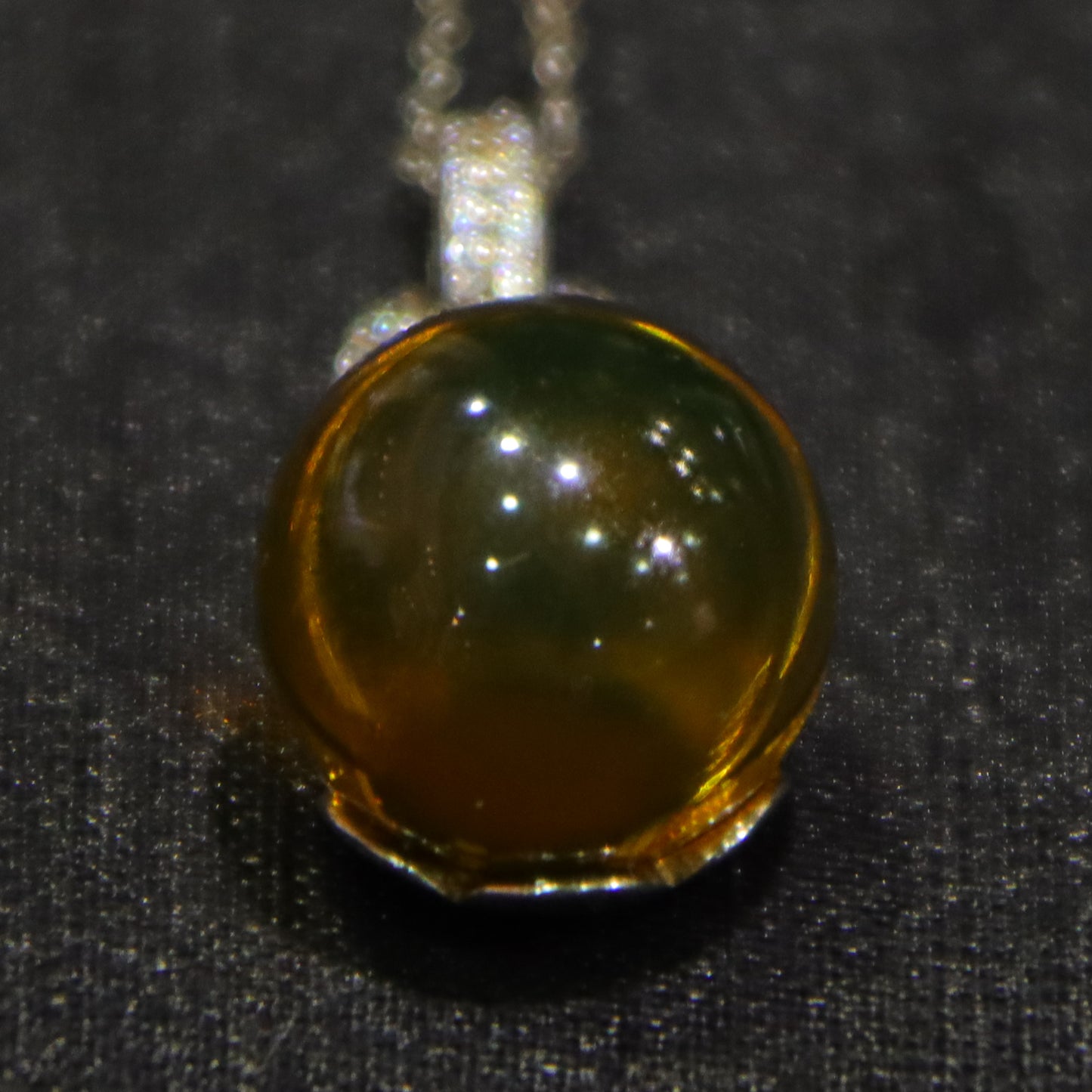 Handcrafted Natural Mexico Blue Amber 13mm Round Bead Pendant with Geometric Sterling Silver Clasp