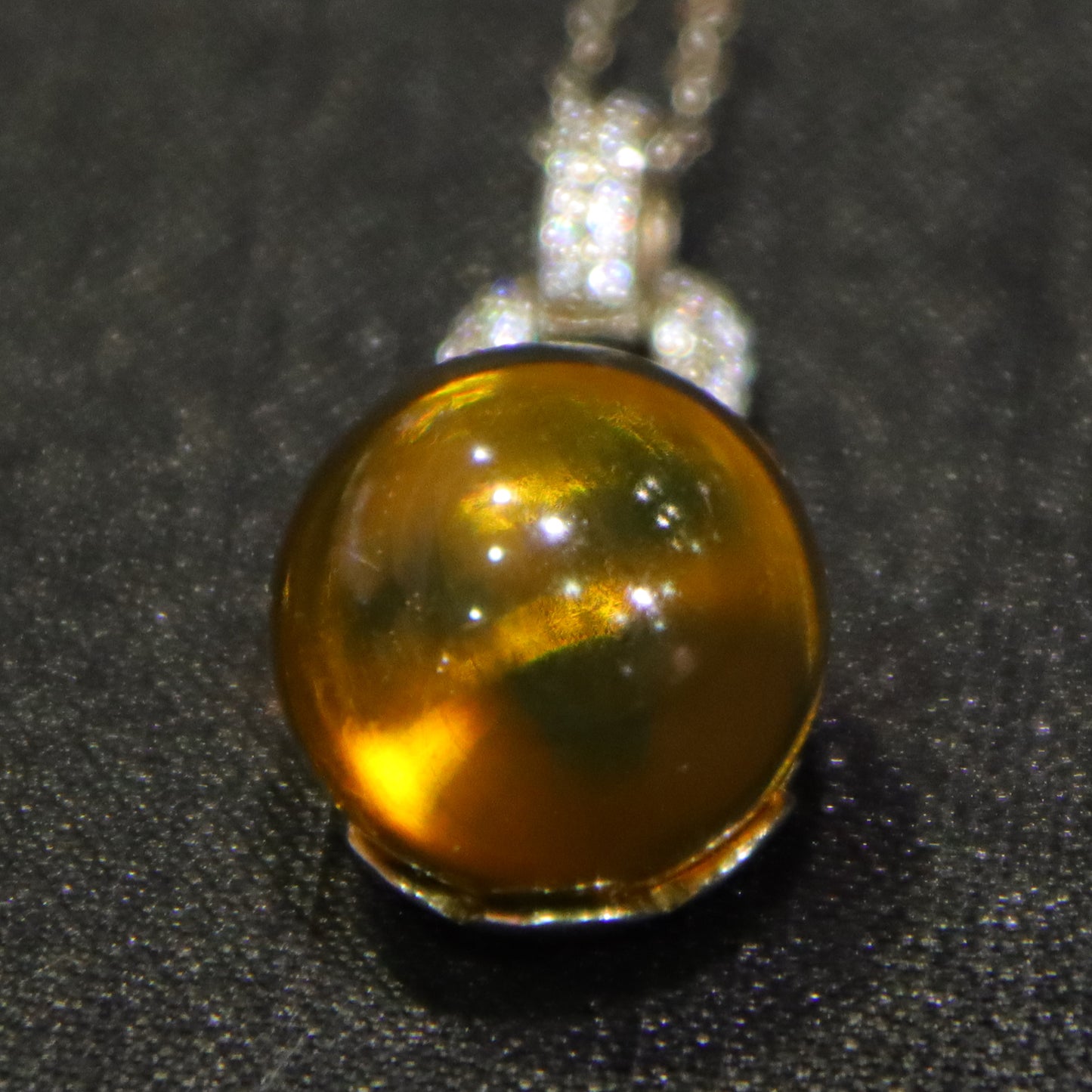 Handcrafted Natural Mexico Blue Amber 13mm Round Bead Pendant with Geometric Sterling Silver Clasp