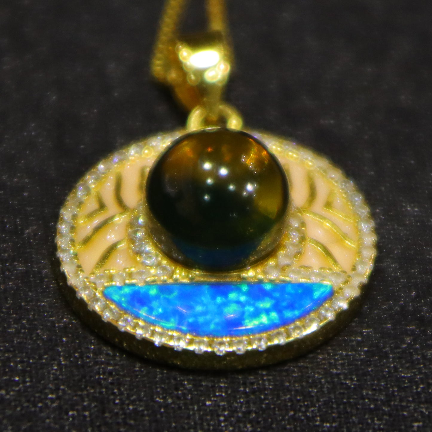 Natural Mexican Blue Amber Round Pendant | 8mm Handcrafted Gemstone Jewelry | Eco-Friendly Gift