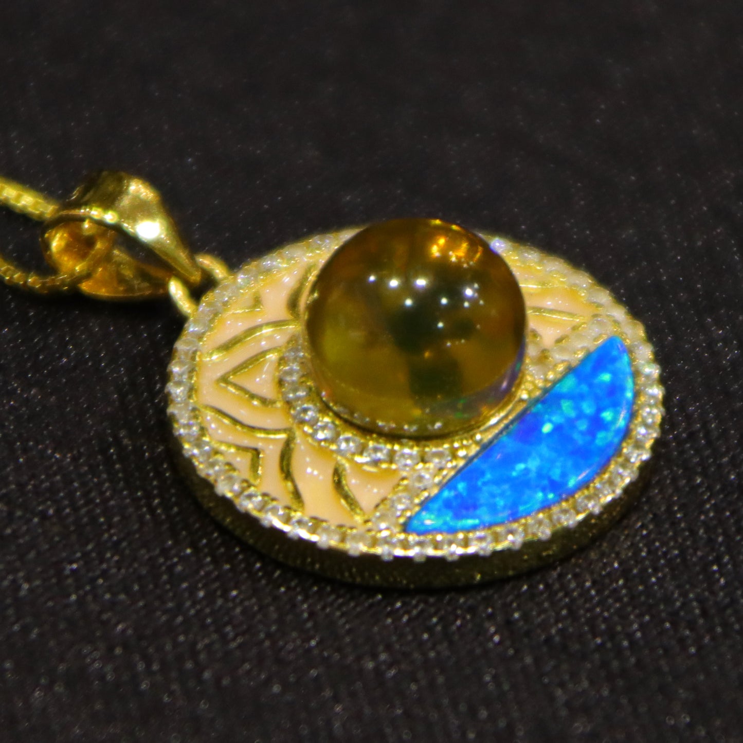 Natural Mexican Blue Amber Round Pendant | 8mm Handcrafted Gemstone Jewelry | Eco-Friendly Gift