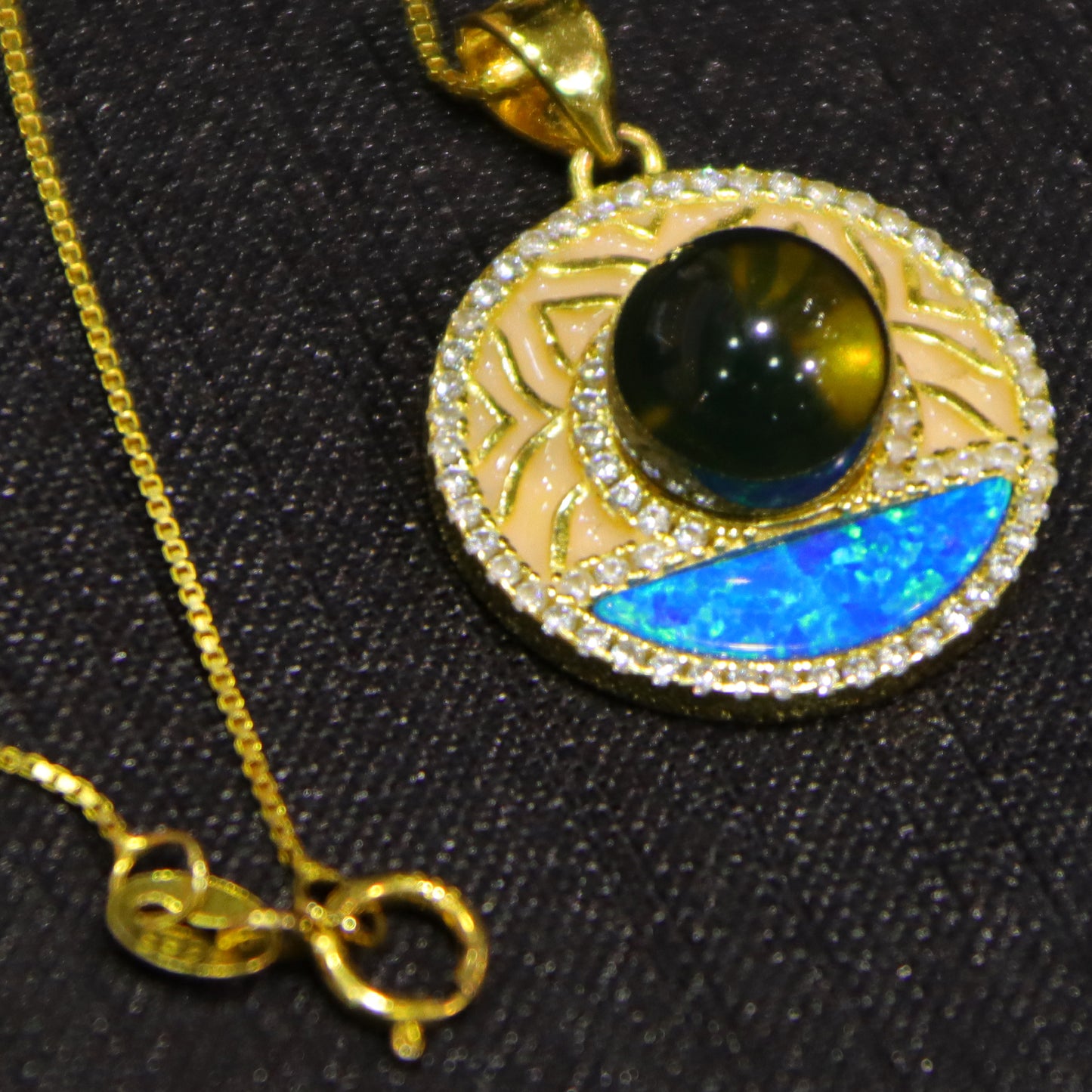 Natural Mexican Blue Amber Round Pendant | 8mm Handcrafted Gemstone Jewelry | Eco-Friendly Gift