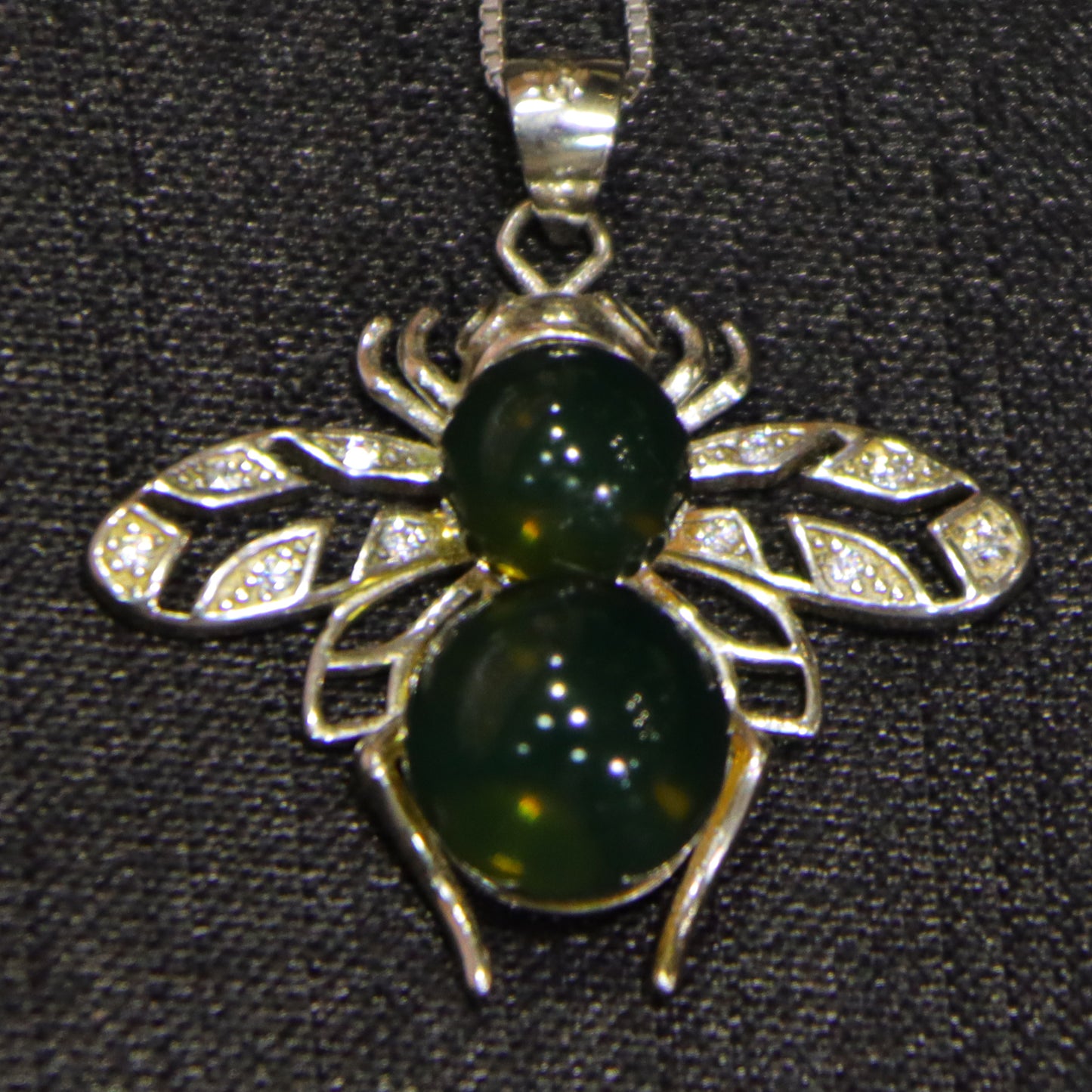 925 Sterling Silver with Natural Mexico Blue Amber Bee Pendant with 8mm and 9mm Beads - Natural Jewelry