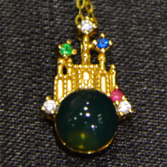 Natural Mexico Blue Amber Pendant with Colorful Cubic Zirconia | 7mm Round Bead | Handcrafted Jewelry