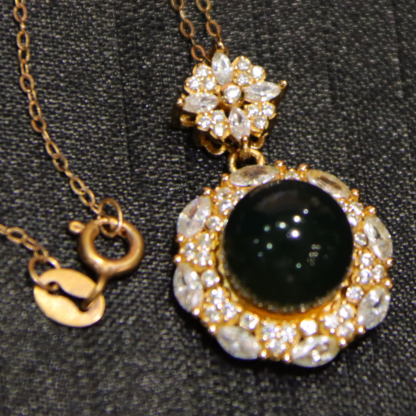 925 Sterling Silver with Zircon & Natural Mexico Blue Amber Round Pendant - 9mm Bead